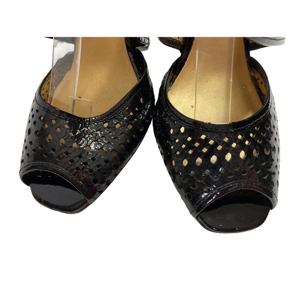 Seychelles Sandals Anthropologie Black Laser Cut Cross Strap Heels Womens 8.5M - Picture 4 of 10